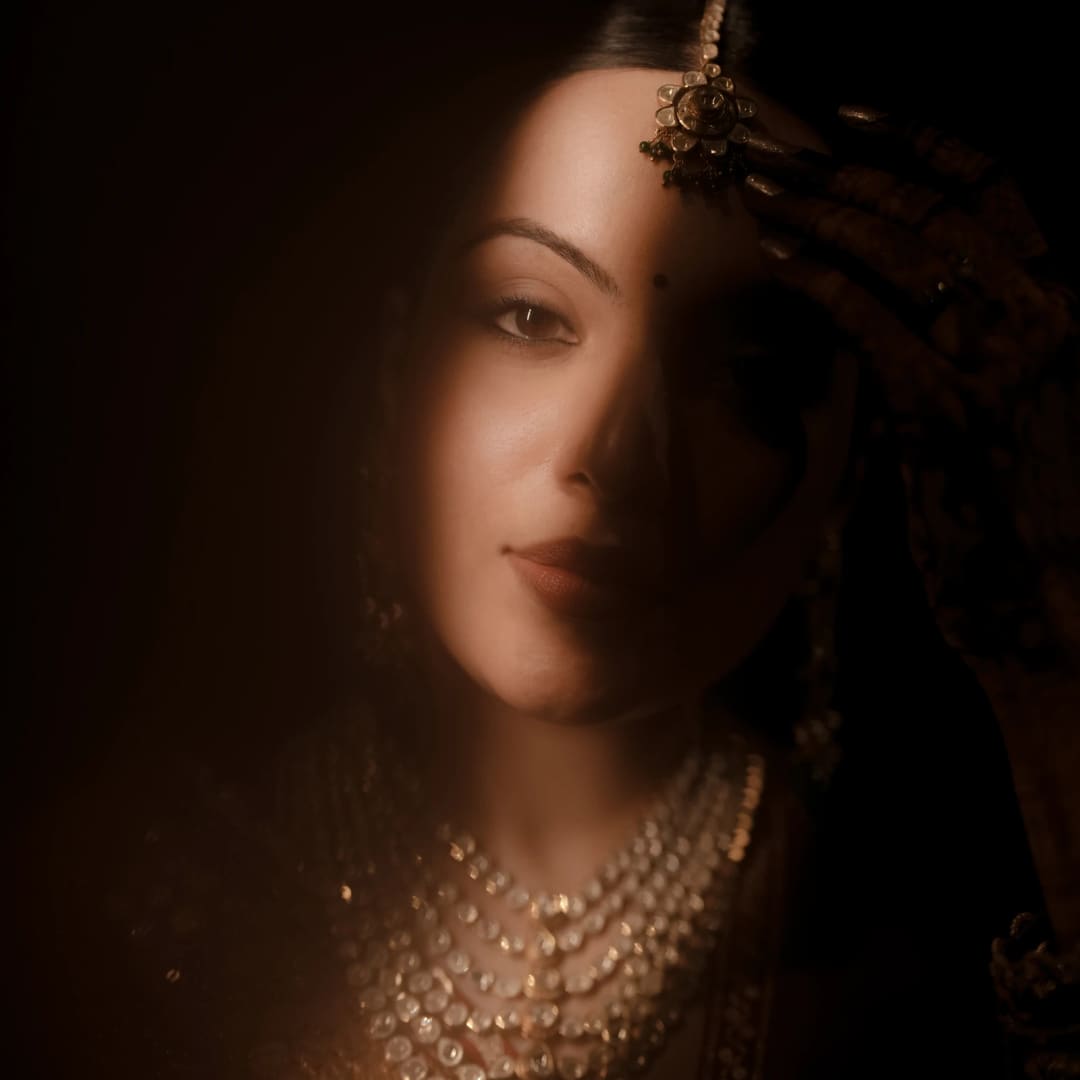 Bridal portrait in low light