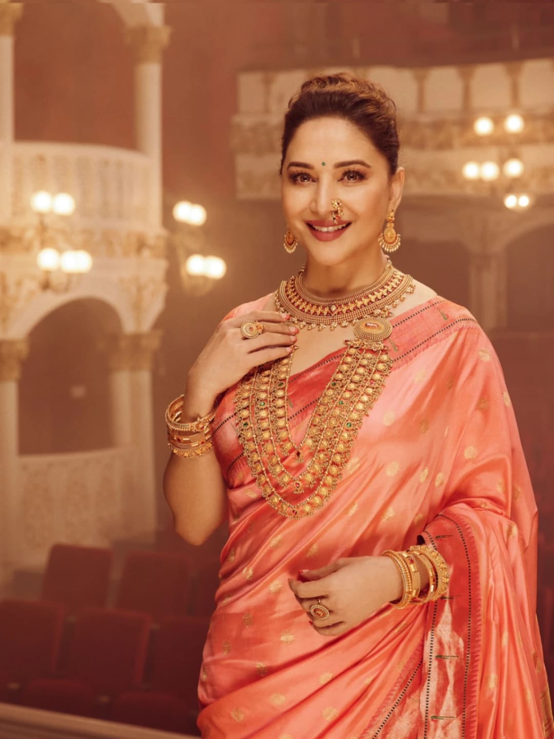 Madhuri Dixit in a silk saree, photographed by Blushing Bride